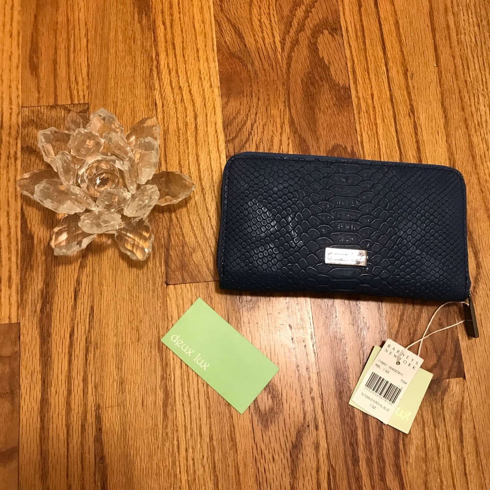 Deux Lux Royal Blue Snake Skin Zipper Wallet